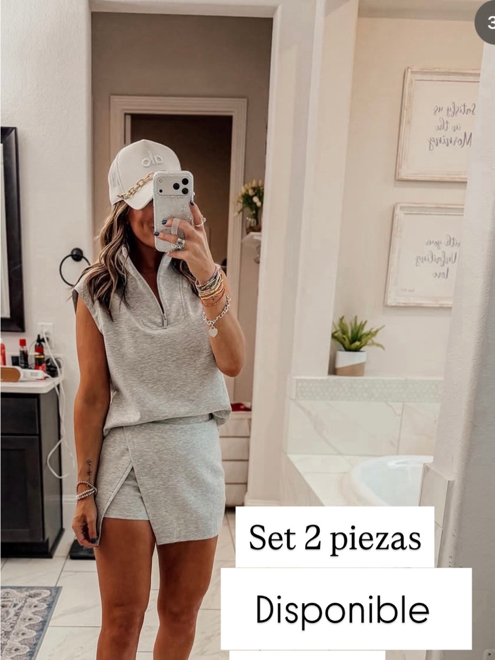 Amazon Sleeveless Grey Two-Piece Mini Dress Set